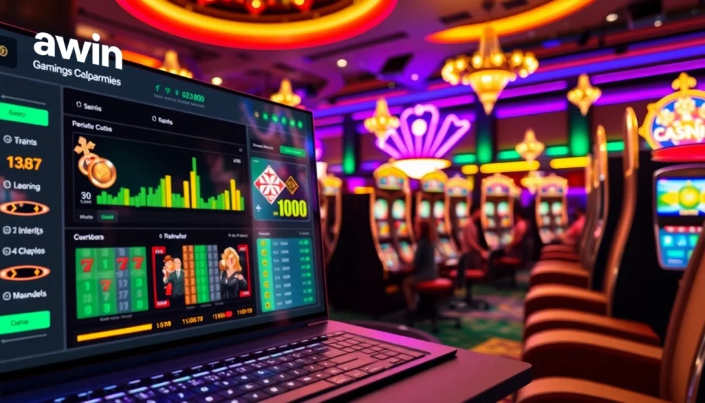 Experience the awin66 gaming platform with dynamic digital casino visuals and engaging elements.