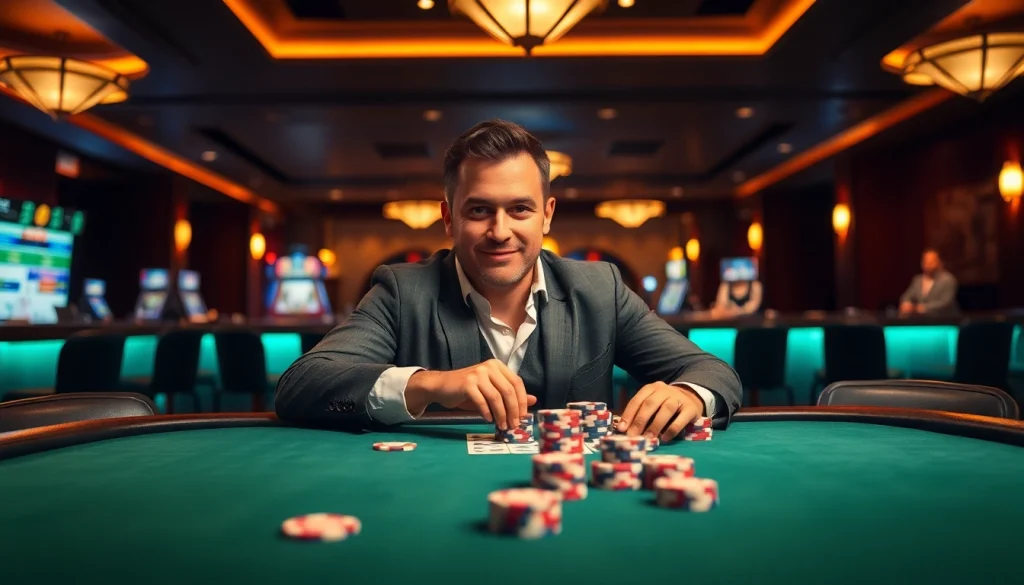 Engaging poker scene illustrating the thrill of online poker kr ly with players in action.