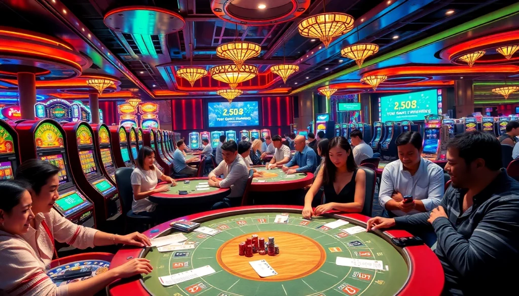 Experience the thrill of 대구 오피 with players celebrating wins at vibrant casino tables.