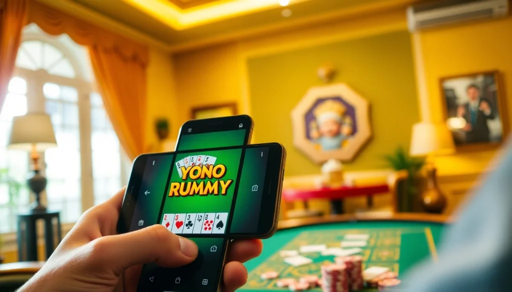 Engaging game experience on Yono Rummy mobile app featuring vibrant cards and gameplay.
