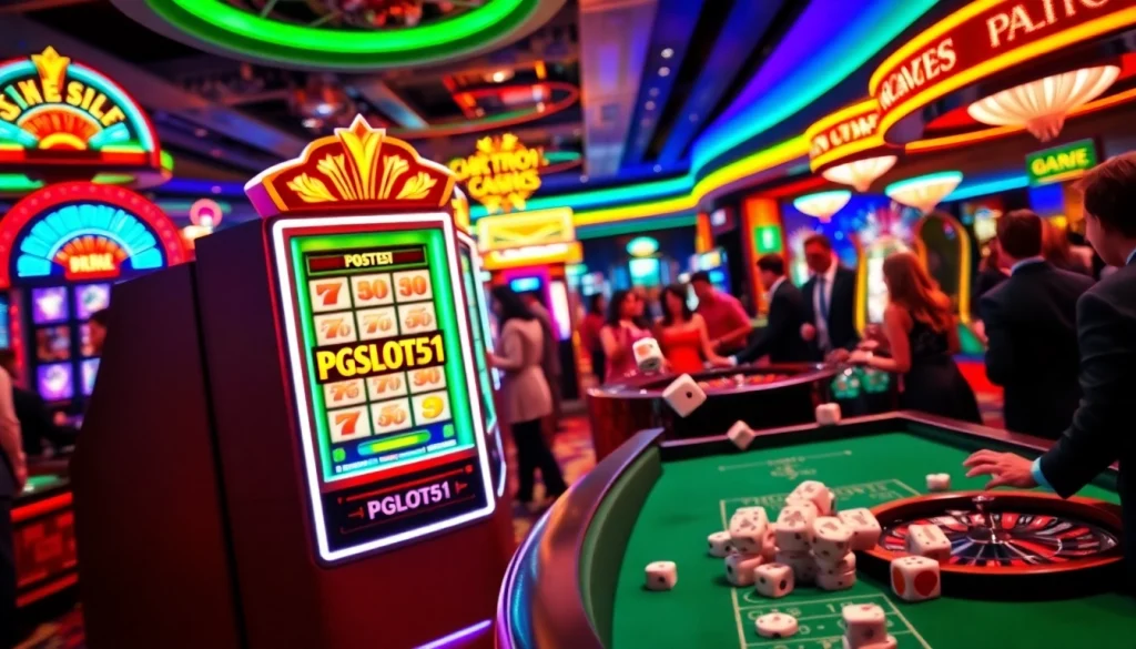 Experience the thrill of winning on PGSLOT51 with vibrant slot machines and lively casino ambiance.